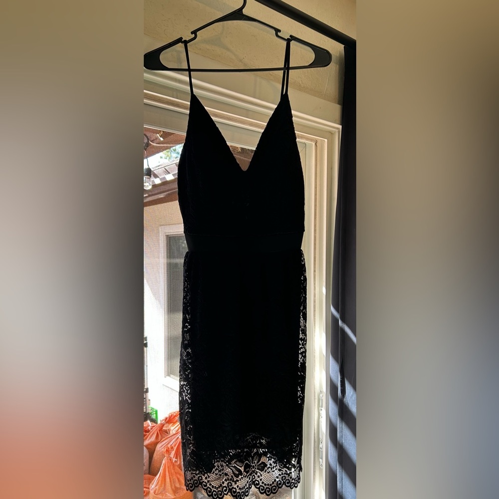 Black lace cocktail dress